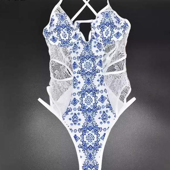 Monica Blue White Lace Swimsuit - Picture 6 of 6